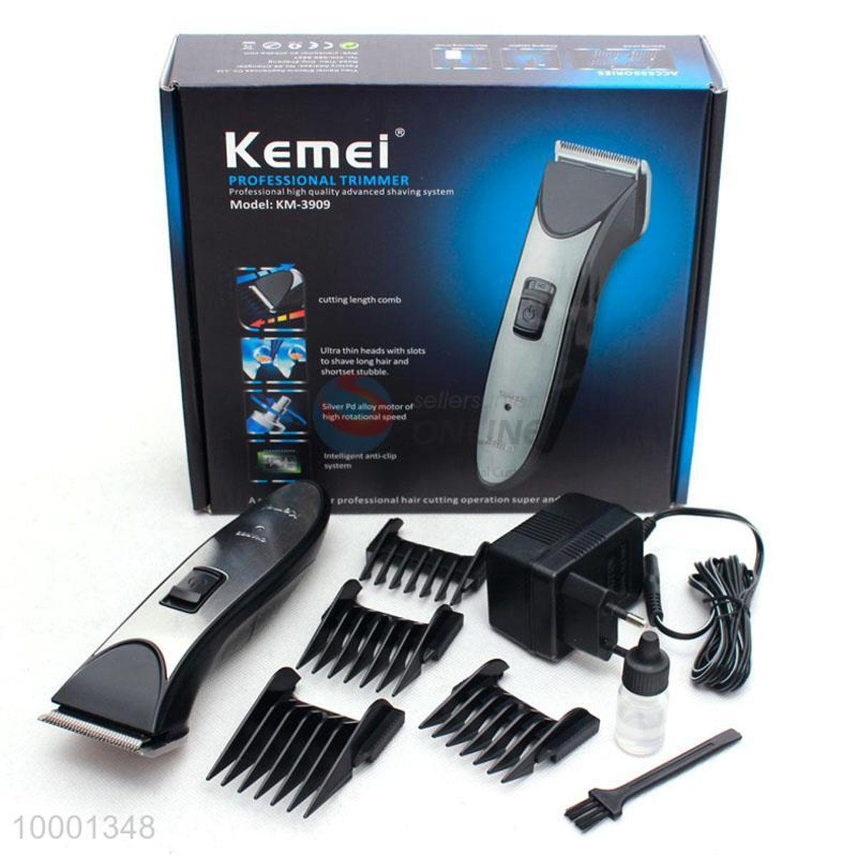 Kemei KM-3909 Professional Hair Trimmer for Men – Rechargeable Beard & Hair Clipper with Multiple Combs