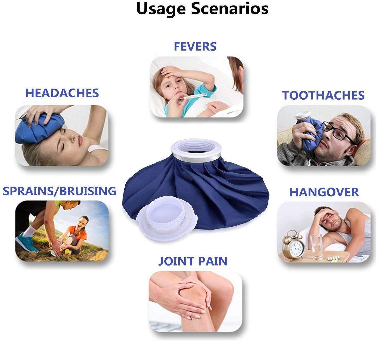 9 Inch Reusable Ice Bag for Pain Relief – Hot & Cold Therapy Pack for Injuries, Headache, Fever, Muscle Pain