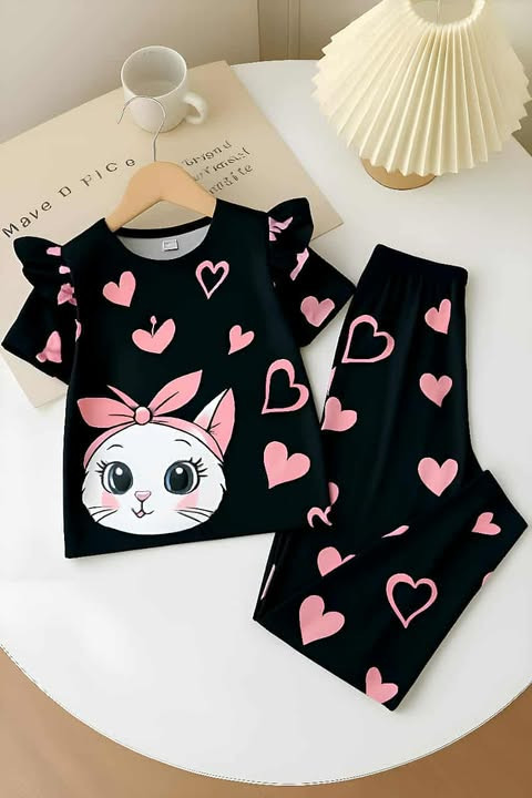 Kids Ladies Long T Shirt & Pant Set