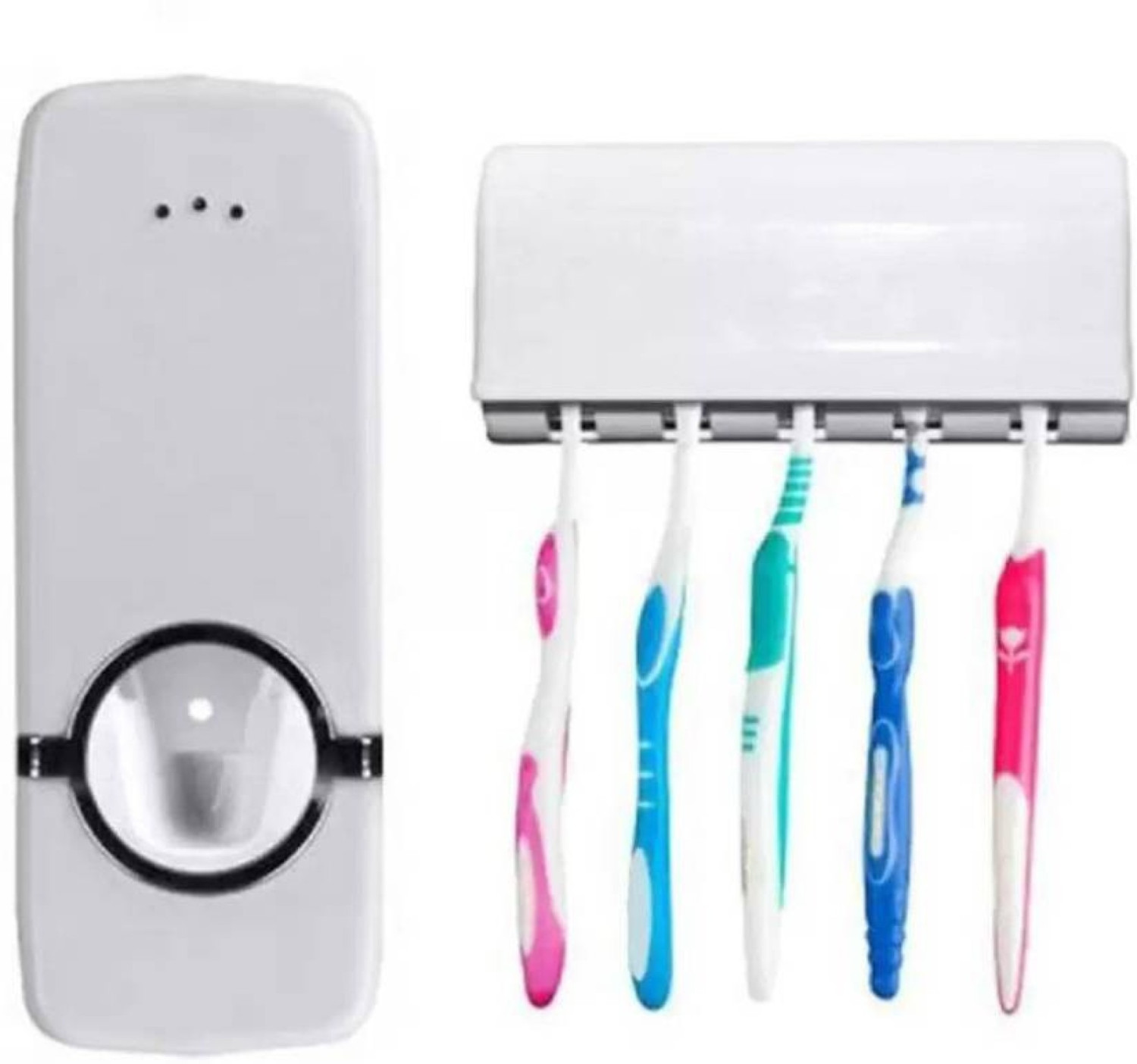 Wall-Mounted Automatic Toothpaste Dispenser and Toothbrush Holder – Convenient Bathroom Organizer Set