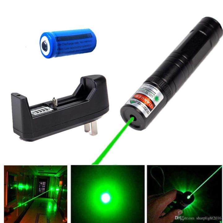 Rechargeable Green Laser Pointer - Black, Blue