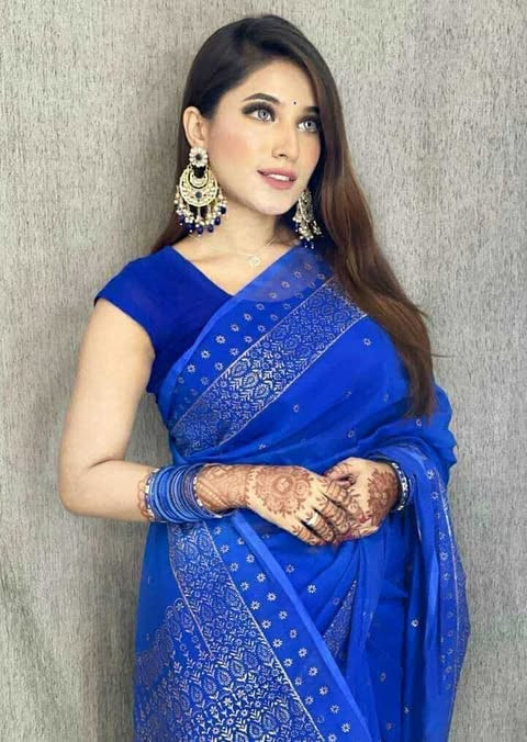 প্রিমিয়াম জাপানি সিল্ক শাড়ী সাথে ম্যাচিং ব্লাউজ পিস