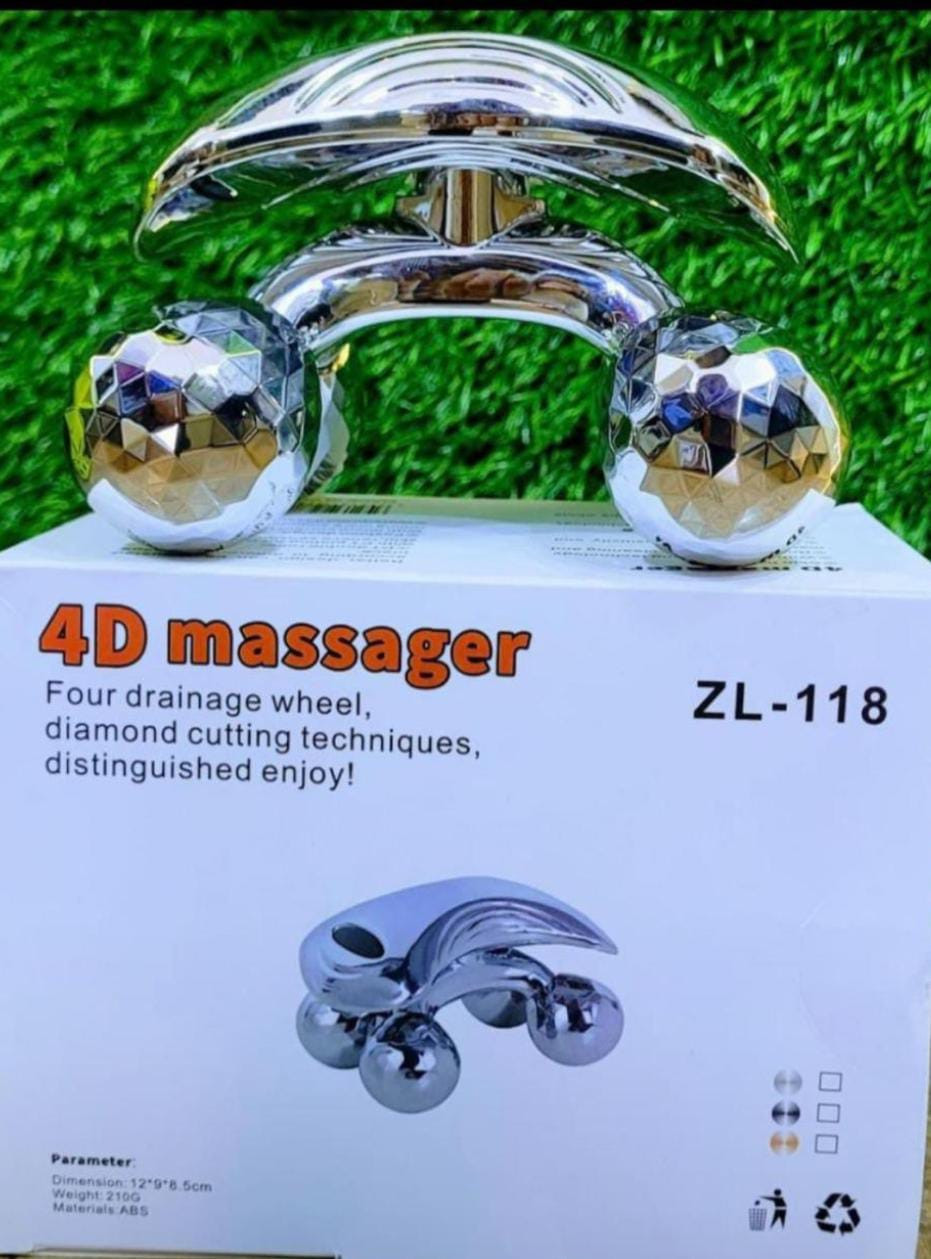 4D Manual Face & Body Massager Roller–XC-118 –Silver Color–Skin Tightening & Pain Relief